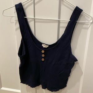 navy blue button garage tank